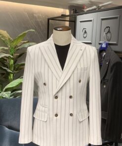 Stripped Double Breasted Viscose Blazer