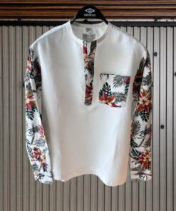 Royalty Flowering Imprinted Collarless Shirts
