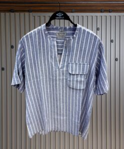 Stripped V-Neck Chest Pocket Stylish Shirt