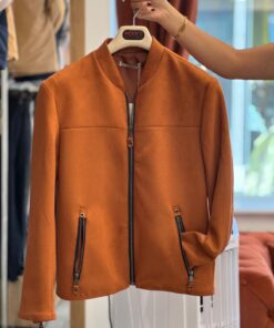 Brown Suede High End Jacket | Collarless