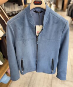 Sky Blue Suede High End Jacket | Collarless