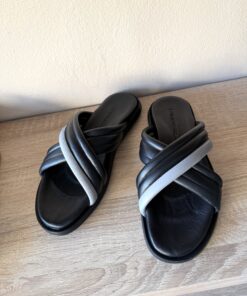 Monogram Cross Sandal Slide | Black