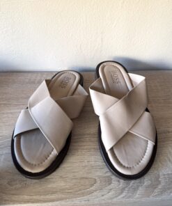 Cross Strap Slide Sandal | Cream White