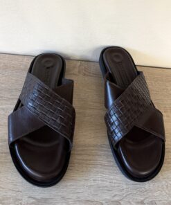 Cross Strap Slide Sandal | Coffee Brown
