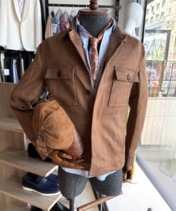 Brown Suede High End Jacket | Chest Pockets
