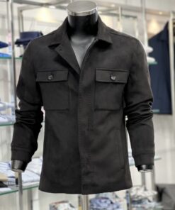 Black Suede High End Jacket | Chest Pockets