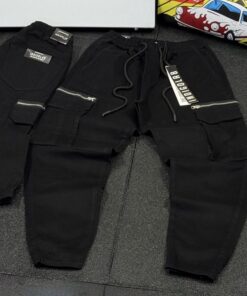 Zipper Pockets Relaxed Fit Cargo Pant | BLACK