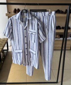 Vintage Stripped Blue Linen Ensembles