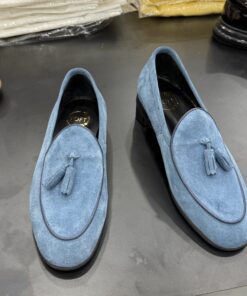 Brit Sky Blue Suede Loafers