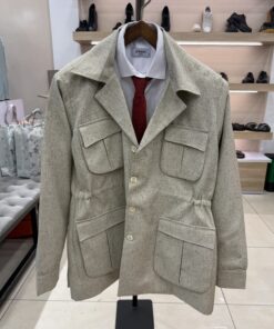 Vintage Linen Safari Jacket With Hidden Belt