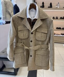 High End Vintage Linen Safari Jacket- Belt
