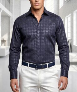 High End Navy Imprinted Shirt- Billionaire