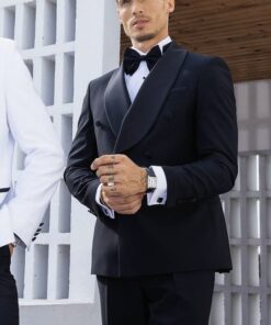 Black Double Breasted Tuxedo Jacket - Made in Italy