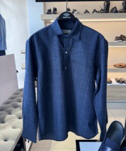 Navy Iconic Polo Check Linen Shirts